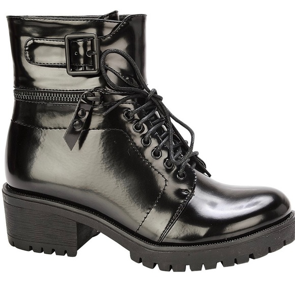 Grunge Black Lug Sole Combat Boots - Picture 7 of 7